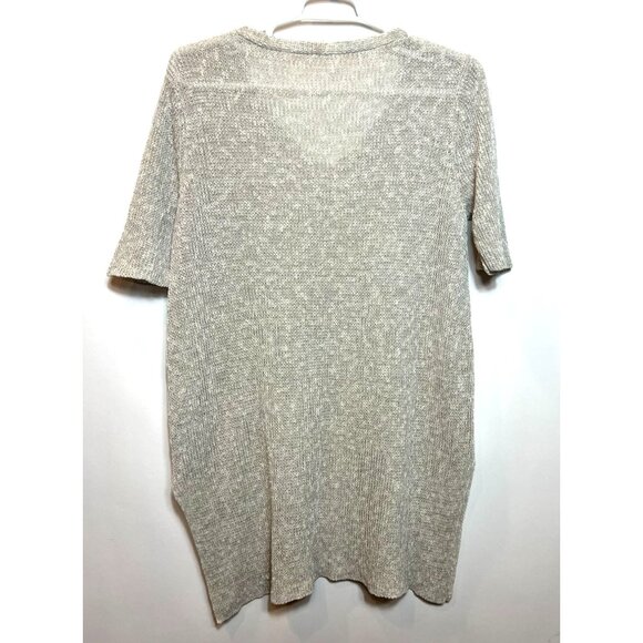 Eileen Fisher Pebble Beige Mélange Half-Sleeve V-Neck Tunic Linen Blend XL - Picture 4 of 10